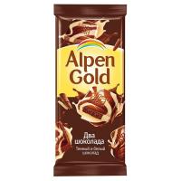 Шоколад Альпен Гольд ( Alpen Gold ) Два шоколада темный и белый 90г