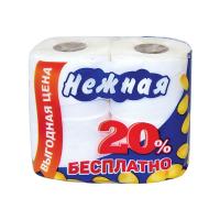 Бумага туалетная Нежная 4 рулона Экономичная (упак)