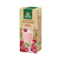 Коктейль молочный ультрапаст вишня 3,2% Село Зеленое slim leaf 200г