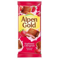 Шоколад молочный Альпен Гольд ( Alpen Gold ) с клубнично-йогуртовой начинкой 90г
