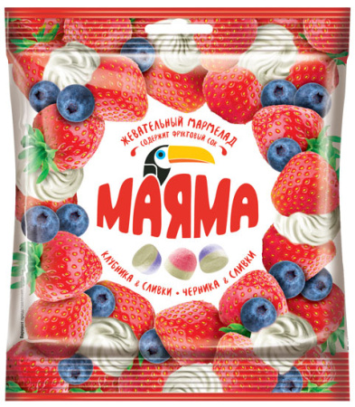 Жевательный мармелад Маяма вкус клубники и черники со сливками КДВ 70 г