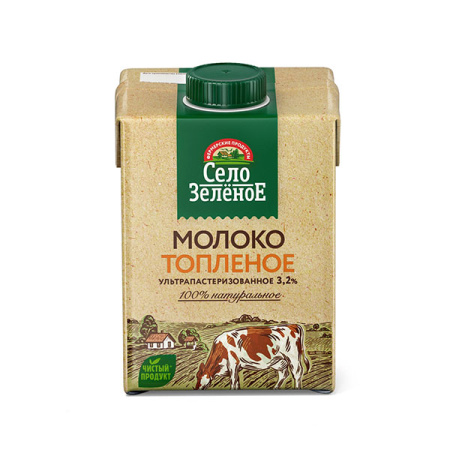 Молоко топленое у/паст 3,2% БЗМЖ Село Зеленое 500 г*12