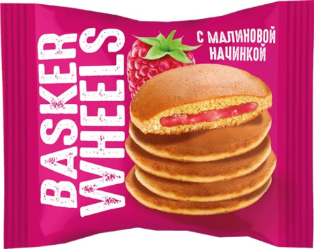Пирожные бисквитные Pancake Баскервилс ( Basker Wheels ) с малиновой начинкой КДВ 36 г