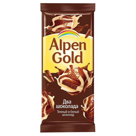 Шоколад Альпен Гольд ( Alpen Gold ) Два шоколада темный и белый 90 г