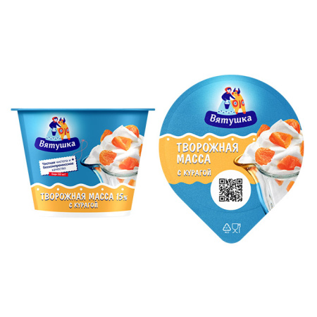 Масса творожная Вятушка 15% курага БЗМЖ КМК 100 г*12