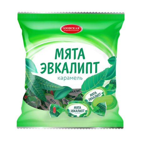 Карамель леденцовая со вкусом Мята-эвкалипт Азов 250 г*12