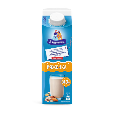 Ряженка Вятушка 4% БЗМЖ КМК пюр/пак 0,5 л*12
