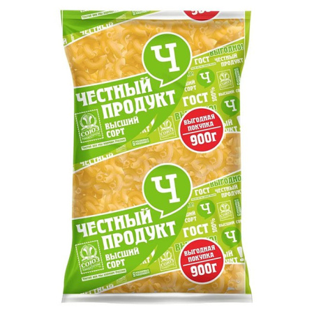 Макаронные изделия Честный продукт рожки 900 г