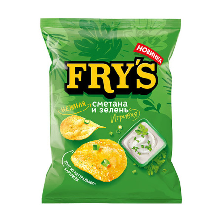 Чипсы картофельные FRY'S со вкусом Нежная сметана и игривая зелень Черноголовка 70 г*24