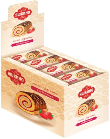 Мини-рулет Яшкино Клубничный КДВ 35 г