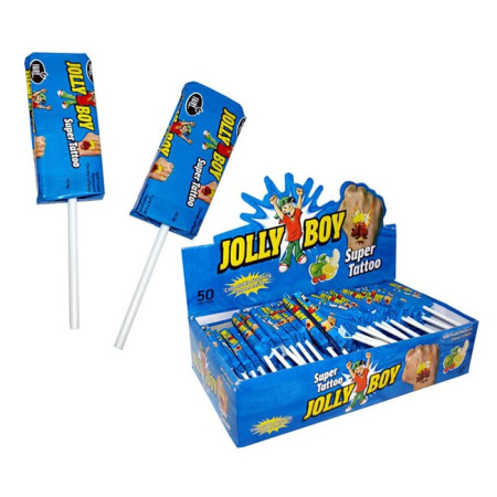 Конфета жевательная Jolly Boy со вкусом Тутти Фрутти с тату на палочке Три Собаки Забияки 10,5 г*50 шт.