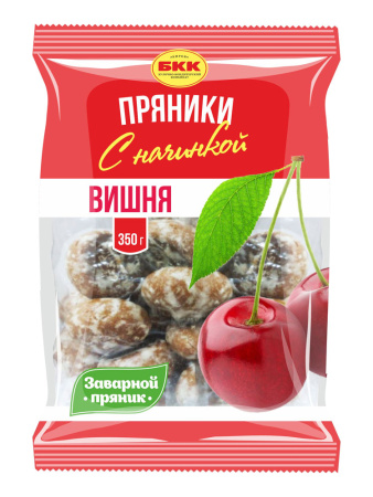 Пряники заварные глазированные с начинкой вишня БКК 350 г
