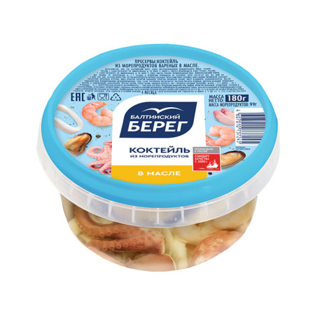 Коктейль из морепродуктов в масле Балтийский берег 180 г*6