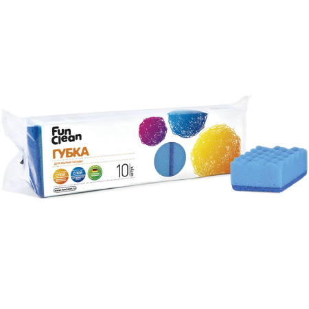Губка для мытья посуды Fun Clean ПРОМО 10+2 шт.