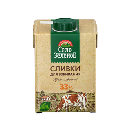 Сливки для взбивания у/паст 33% БЗМЖ Село Зеленое 500 г*12
