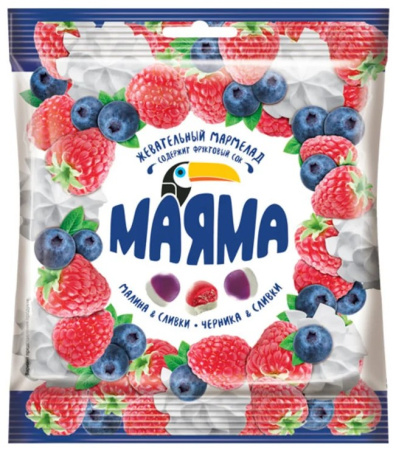 Жевательный мармелад Маяма вкус малины и черники со сливками КДВ 70 г