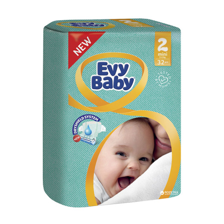 Подгузники "EVY BABY" [Мини стандарт 3-6 кг] {32 шт}