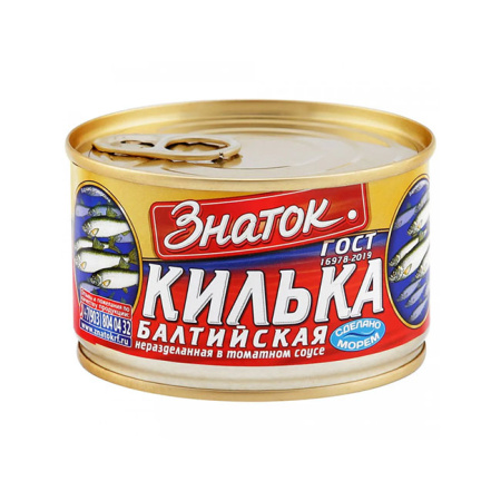 Килька балтийская обжаренная в томатном соусе ГОСТ Знаток 240 г ключ