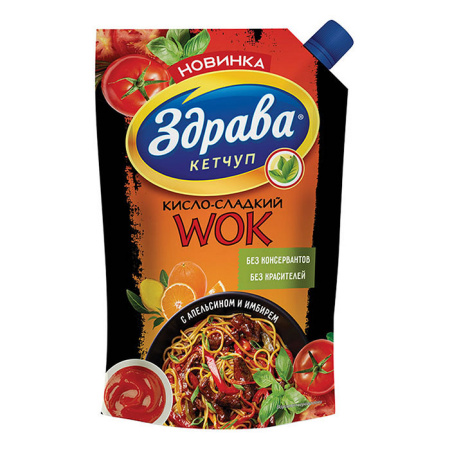 Кетчуп Кисло-сладкий WOK Здрава ДП 350 г*20