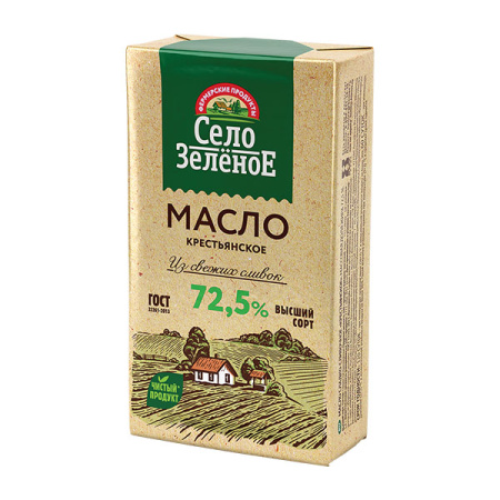 Масло сливочное Крестьянское 72,5% БЗМЖ Село Зеленое 175 г*16