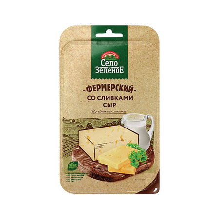 Сыр Фермерский со сливками 50% нарезка Село Зеленое 130 г*8