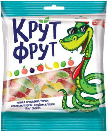 Жевательный мармелад КрутФрут Змейки в кислой посыпке КДВ 70 г