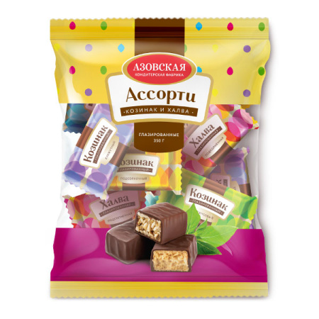 Конфеты Козинак и халва глазированные Ассорти Азов 350 г*12