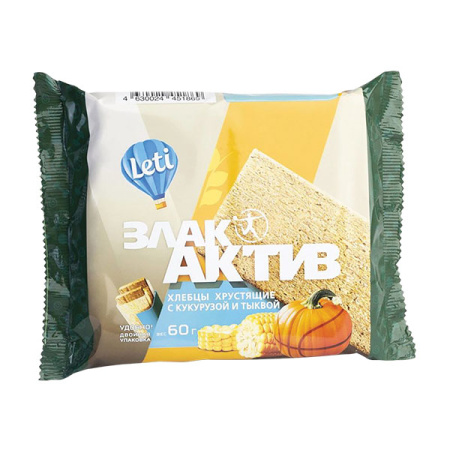 Хлебцы хрустящие Злак Актив с кукурузой и тыквой Гороховецкая МК 60 г*20