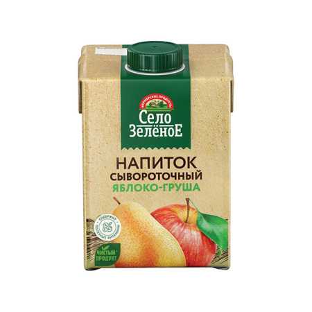 Напиток сывороточный яблоко груша БЗМЖ Село Зеленое 500 мл