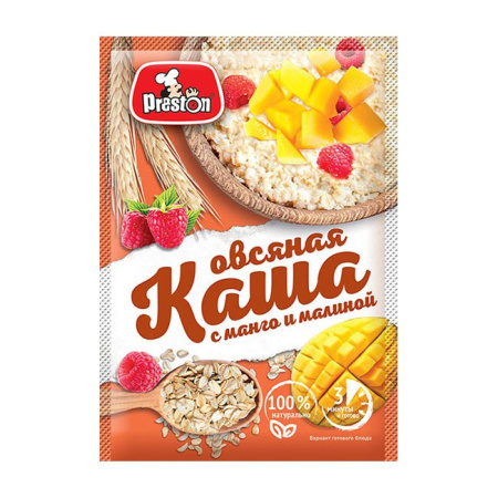 Каша овсяная б/п Манго малина Preston 37 г