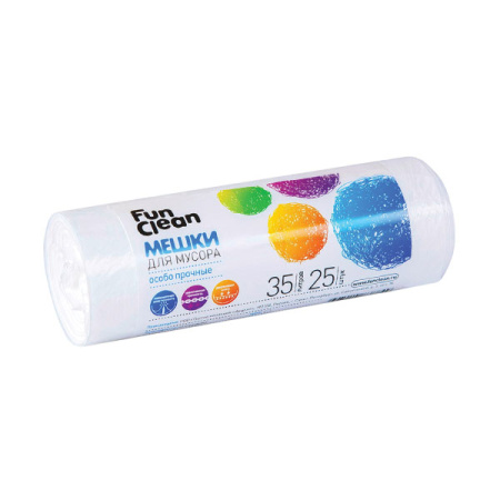 Мешки для мусора Fun Clean особо прочные белые 35 л 25 шт. ролик
