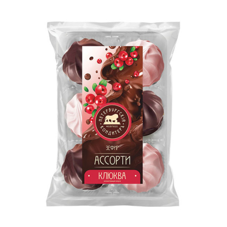 Зефир Ассорти Клюква в глазури аром Петербургский Кондитер 350 г*12