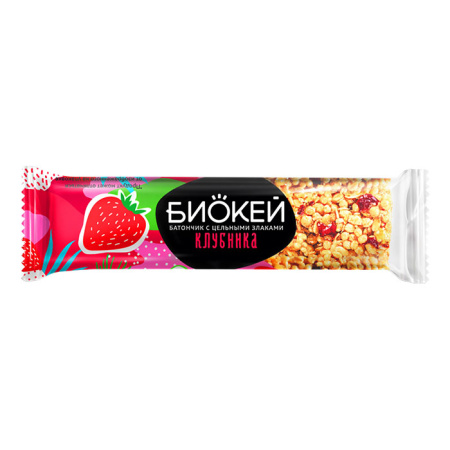 Батончик Биокей с клубникой и цельными злаками Черноголовка 25 г*8*18