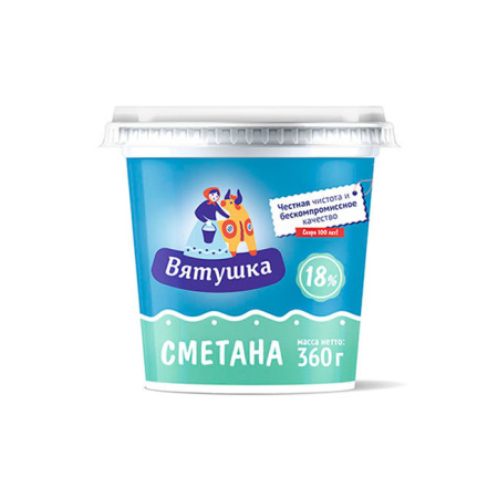 Сметана Вятушка 18% БЗМЖ КМК 360 г*24