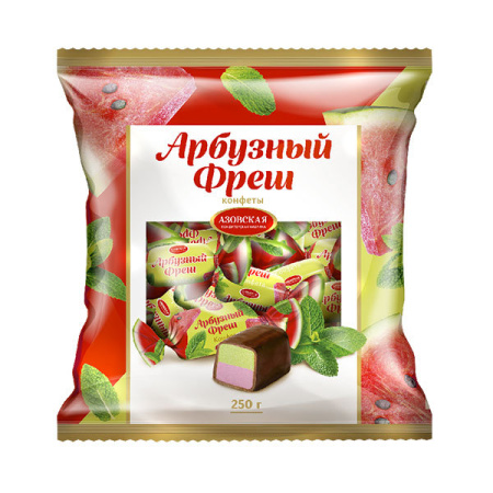 Конфеты помадные глазированные Арбузный фреш Азов 250 г*18