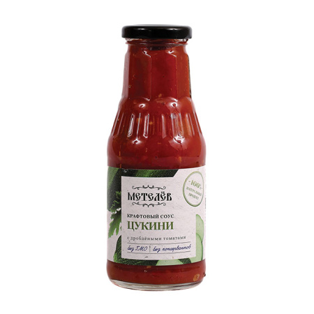 Соус крафтовый Цукини с дроблеными томатами Метелев Принто ст/б 330 г*9