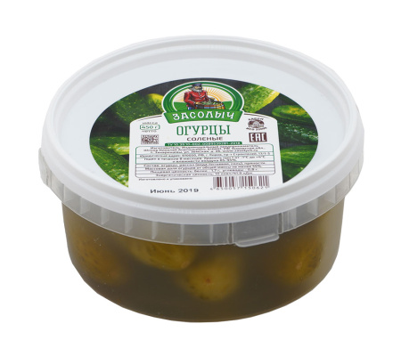 Огурцы соленые фасов 450г ТМ Засолыч