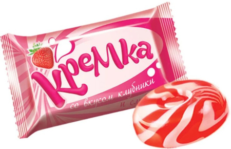 Карамель Кремка со вкусом клубники и сливок КДВ 1 кг