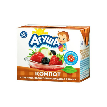 Компот Агуша клубника яблоко черноплодная рябина 200 г