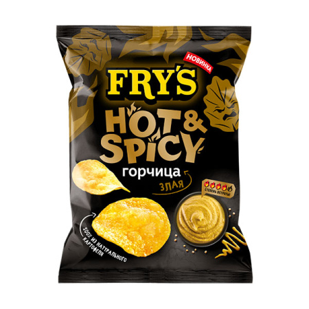 Чипсы картофельные FRY'S со вкусом Злая горчица Черноголовка 70 г*24