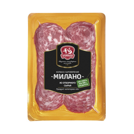Колбаса сыровяленая Милано нарезка Ромкор в/у 90 г