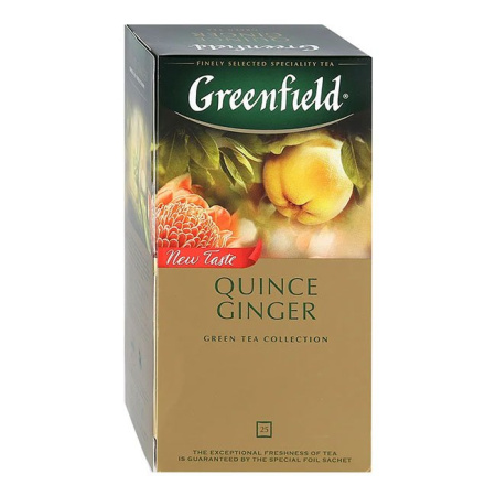 Чай Гринфилд Greenfield Quince Ginger зеленый листовой с ароматом японской айвы и имбирем 25 пак.