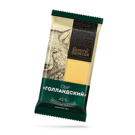 Сыр Голландский 45% БЗМЖ Золото Полесья 200 г 