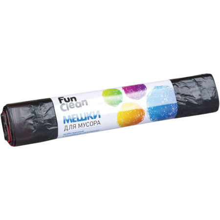 Мешки для мусора Fun Clean особо прочные с тесьмой черные 60 л 10 шт. ролик