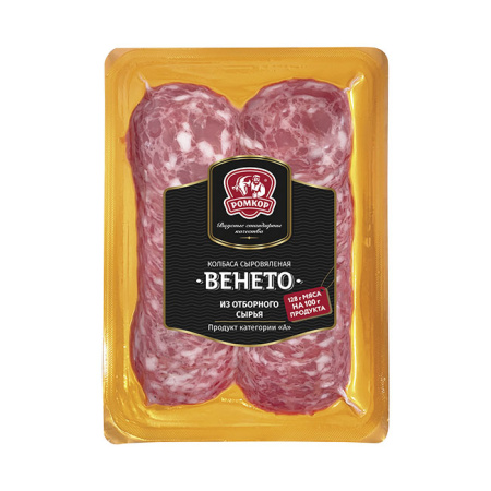 Колбаса сыровяленая Венето нарезка Ромкор в/у 90 г