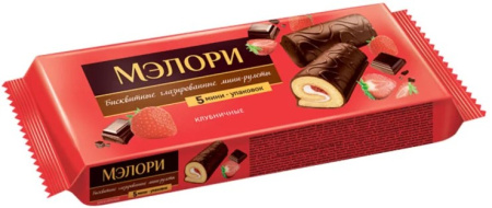 Мини-рулеты глазированные Мэлори Клубничные КДВ 200 г