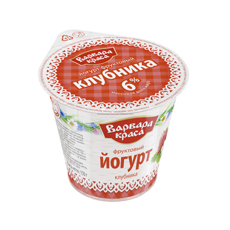 Йогурт 6% клубника БЗМЖ Варвара Краса 140 г*8