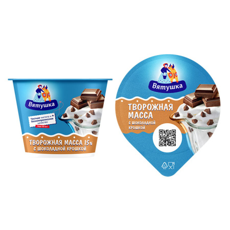 Масса творожная Вятушка 15% шоколадная крошка БЗМЖ КМК 100 г*12