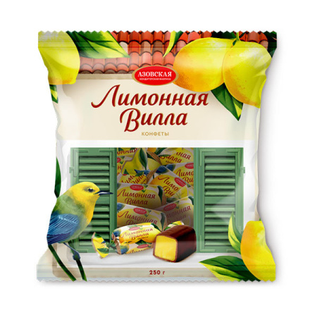 Конфеты помадные глазированные Лимонная Вилла Азов 250 г*18