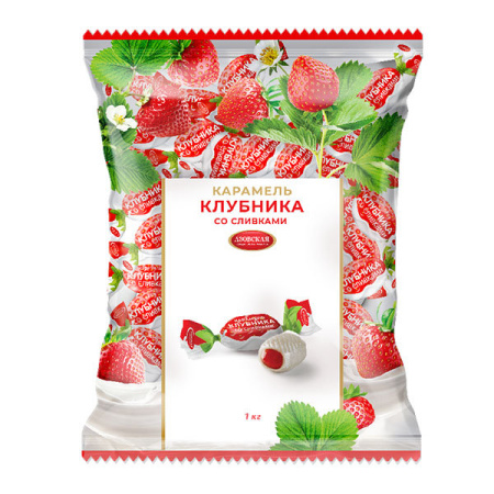 Карамель с фруктовой начинкой со вкусом клубники и сливок Азов 250 г*12